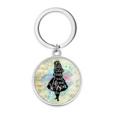 Stainless Steel girl skull clown Cartoon pattern Painted  Keychain