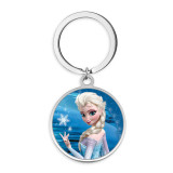 Stainless Steel Christmas Cartoon princess pattern Painted  Keychain