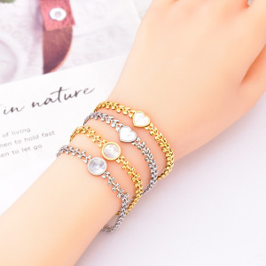 Stainless steel circular love shell bracelet