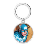 Stainless Steel Cartoon color pattern Painted  Keychain