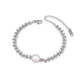 Stainless steel circular love shell bracelet