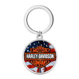 Stainless Steel Cartoon Harley pattern Painted  Keychain key chain