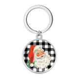 Stainless Steel Christmas girl KOBE Santa Claus Cartoon pattern Painted  Keychain