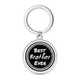 Stainless Steel Cross Ribbon mom Black and white Cartoon pattern Painted  Keychain