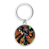 Stainless Steel Cartoon color pattern Painted  Keychain