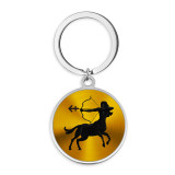 Stainless Steel Constellations color pattern Painted Keychain