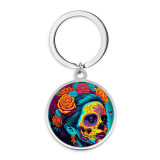 Stainless Steel skull girl Cartoon pattern Painted Keychain  key chain