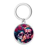 Stainless Steel skull girl Cartoon pattern Painted Keychain  key chain