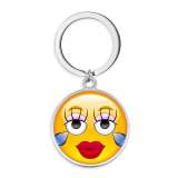 Stainless Steel Cartoon expression  pattern Painted Keychain key chain