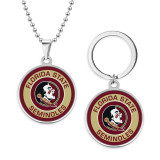 Stainless steel NCAA  sports team necklace keychain set  key chain