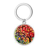 Stainless Steel love tree of life Cartoon pattern Painted Keychain