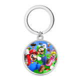 Stainless Steel  Cartoon Super Mario pattern Painted Keychain key chain