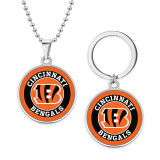 Stainless steel NFL sports team necklace keychain set   key chain