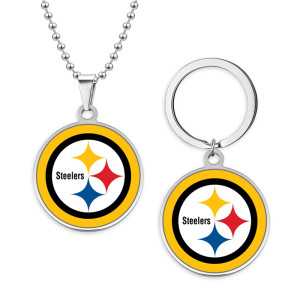 Stainless steel  sports team necklace keychain set  key chain