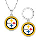 Stainless steel  sports team necklace keychain set  key chain