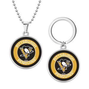 Stainless steel NHL sports team necklace keychain set  key chain