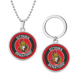 Stainless steel NHL sports team necklace keychain set  key chain