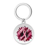 Stainless Steel sunflower color Flower  pattern Painted Keychain key chain