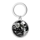 Stainless Steel skull girl  pattern Painted Keychain