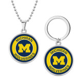 Stainless steel NCAA  sports team necklace keychain set  key chain