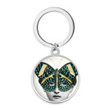 Stainless Steel girl Butterfly pattern Painted Keychain