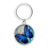 Stainless Steel sunflower Butterfly bird Cartoon pattern Painted  Keychain