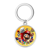 Stainless Steel  Cartoon Super Mario pattern Painted Keychain key chain
