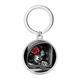 Stainless Steel skull girl  pattern Painted Keychain