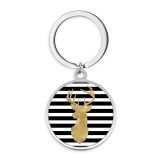Stainless Steel sunflower Butterfly bird Cartoon pattern Painted  Keychain