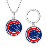 Stainless steel  sports team necklace keychain set  key chain