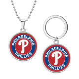 Stainless steel MLB sports team necklace keychain set  key chain