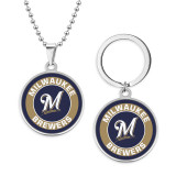Stainless steel MLB sports team necklace keychain set  key chain