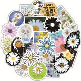50 pieces of daisy graffiti stickers, water cups, luggage, handbags, skateboards, refrigerators, cars, waterproof stickers