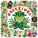 50 green fur monster Grinch graffiti stickers, luggage, laptop, electric scooter, decorative waterproof stickers