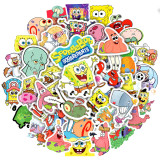 50 new anime sponge baby cute graffiti stickers for mobile phones, electric cars, water cups, computers, and ledger waterproof stickers