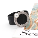 Pearl Water Diamond Leather Bracelet
