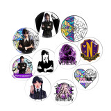 20MM Wednesday Adams Pattren Paintings Round Photo Glass snap button charms