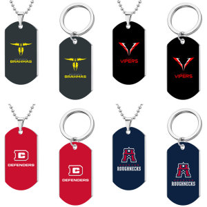 Stainless steel Team Sports Painted 46cm necklace Pendant set keychain