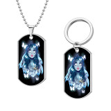 Stainless steel Halloween Ghost Bride Painted 46cm necklace Pendant set keychain