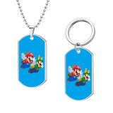 Stainless steel Christmas cartoon Super Mario the grinch  Painted 46cm necklace Pendant set keychain
