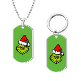 Stainless steel Christmas cartoon Super Mario the grinch  Painted 46cm necklace Pendant set keychain