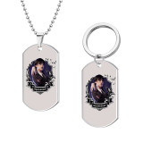 Stainless steel Wednesday Adams Painted 46cm necklace Pendant set keychain