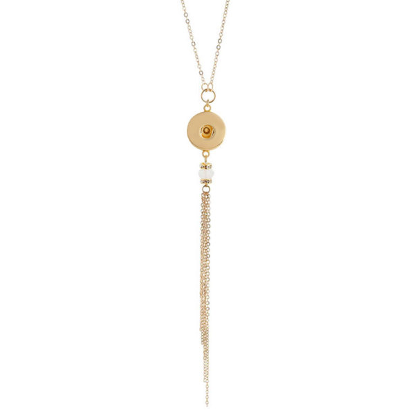 Golden alloy tassels necklace  Pendant fit  20MM Snaps button jewelry wholesale