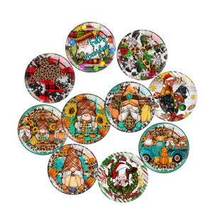 20MM Thanksgiving and Christmas Print glass snap button charms