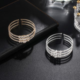 Diamond embedded steel wire elastic bracelet