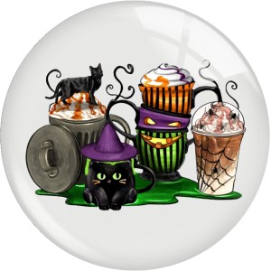 20MM Halloween Print glass snap button charms