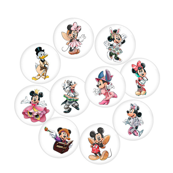 20MM Cartoon anime Print glass snap button charms