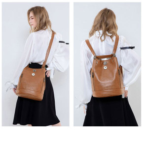 Backpack Fashion Genuine Leather Large Capacity Travel Backpack fit 20MM Snaps button jewelry wholesale