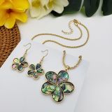 Natural Shell Flower Copper Earrings Necklace Set