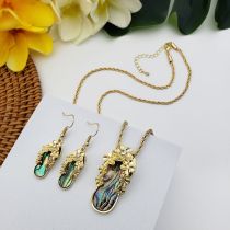 Natural Shell Slippers Copper Pendant Necklace Earring Set